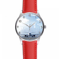 Thumbnail for Boeing 737 & City View Behind Designed Fashion Leather Strap Watches
