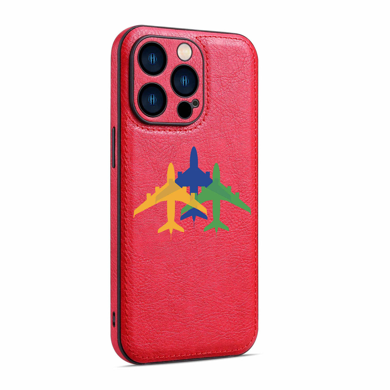 Colourful 3 Airplanes Designed Leather iPhone Cases
