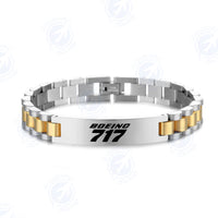 Thumbnail for Boeing 717 & Text Designed Stainless Steel Chain Bracelets