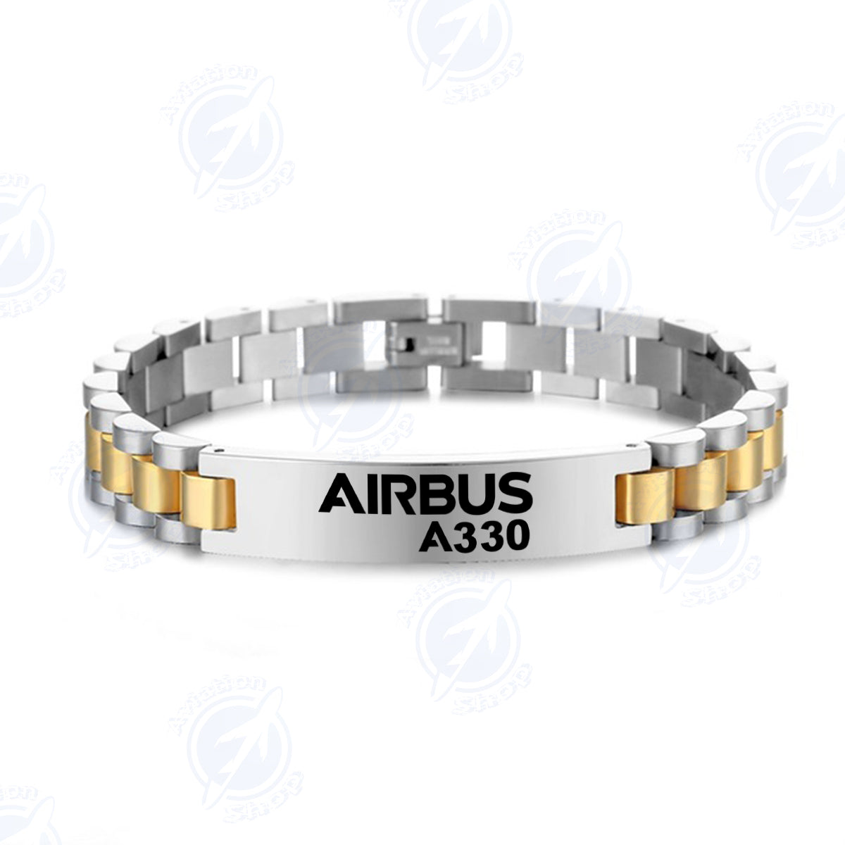 Airbus A330 & Text Designed Stainless Steel Chain Bracelets