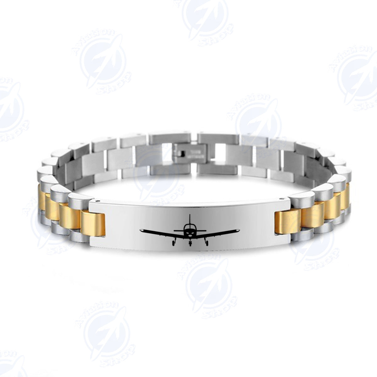 Piper PA28 Silhouette Plane Designed Stainless Steel Chain Bracelets