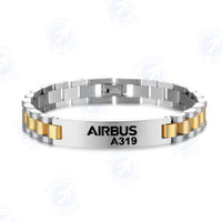 Thumbnail for Airbus A319 & Text Designed Stainless Steel Chain Bracelets