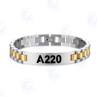 Thumbnail for A220 Flat Text Designed Stainless Steel Chain Bracelets