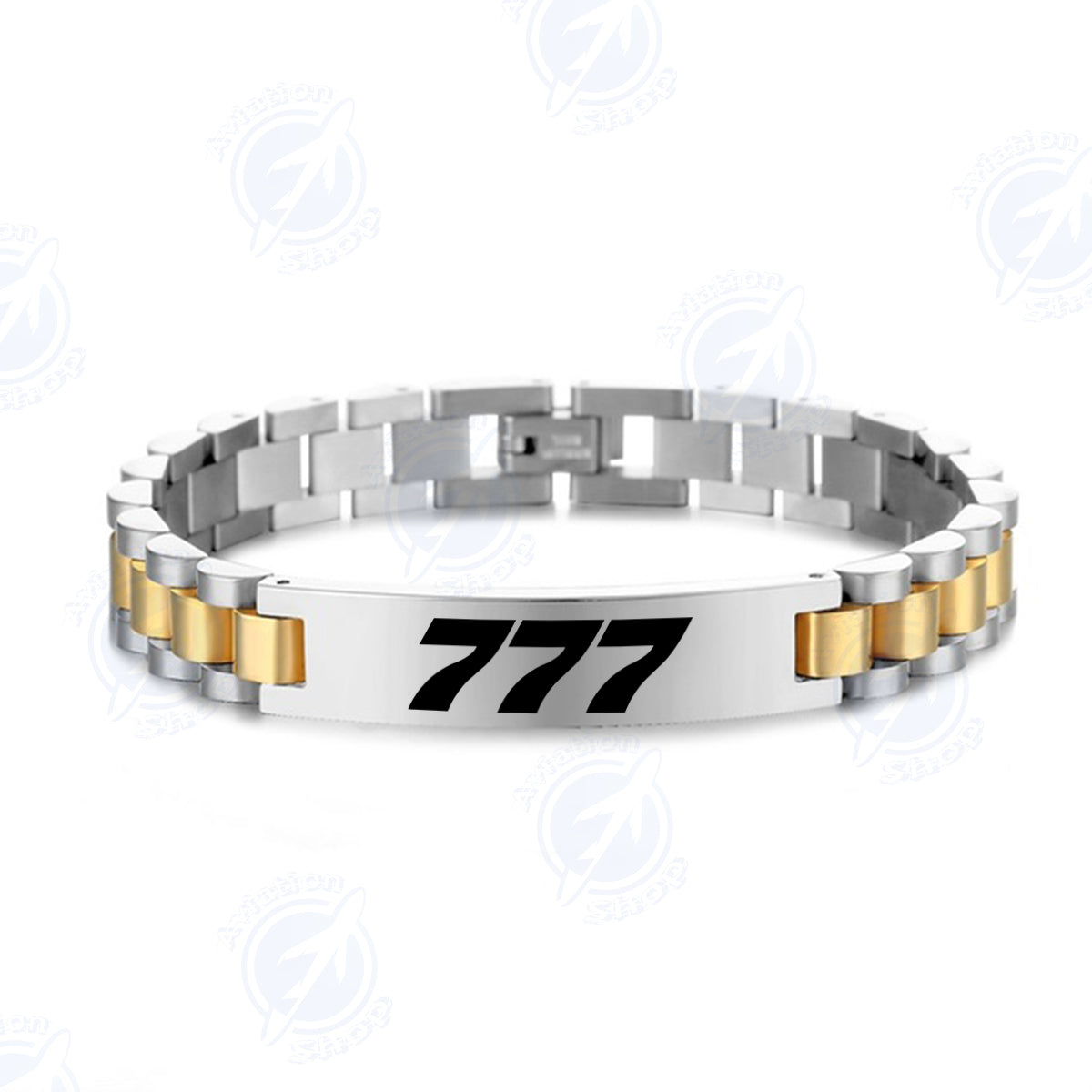 777 Flat Text Designed Stainless Steel Chain Bracelets