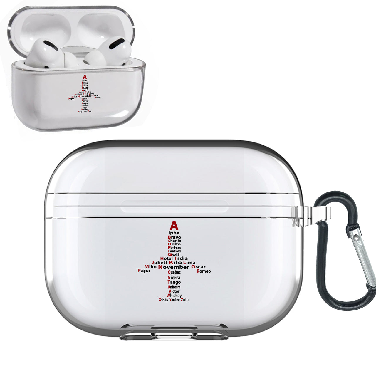 Airplane Shape Aviation Alphabet Designed Transparent Earphone AirPods "Pro" Cases