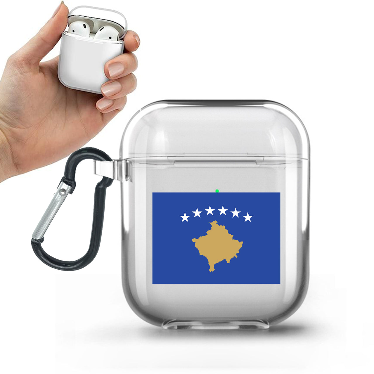 Kosovo Flag Designed Transparent Earphone AirPods Cases