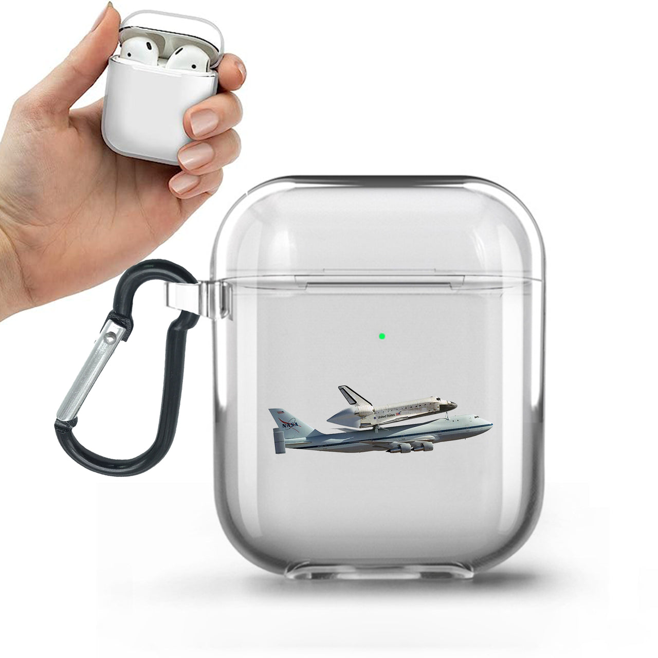 Space shuttle on 747 Designed Transparent Earphone AirPods Cases