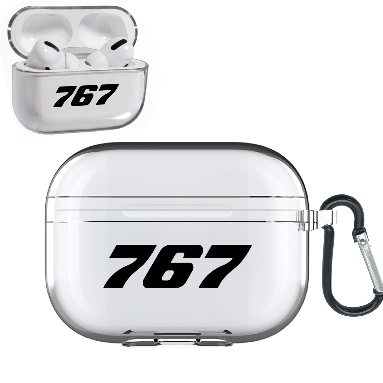 767 Flat Text Designed Transparent Earphone AirPods "Pro" Cases
