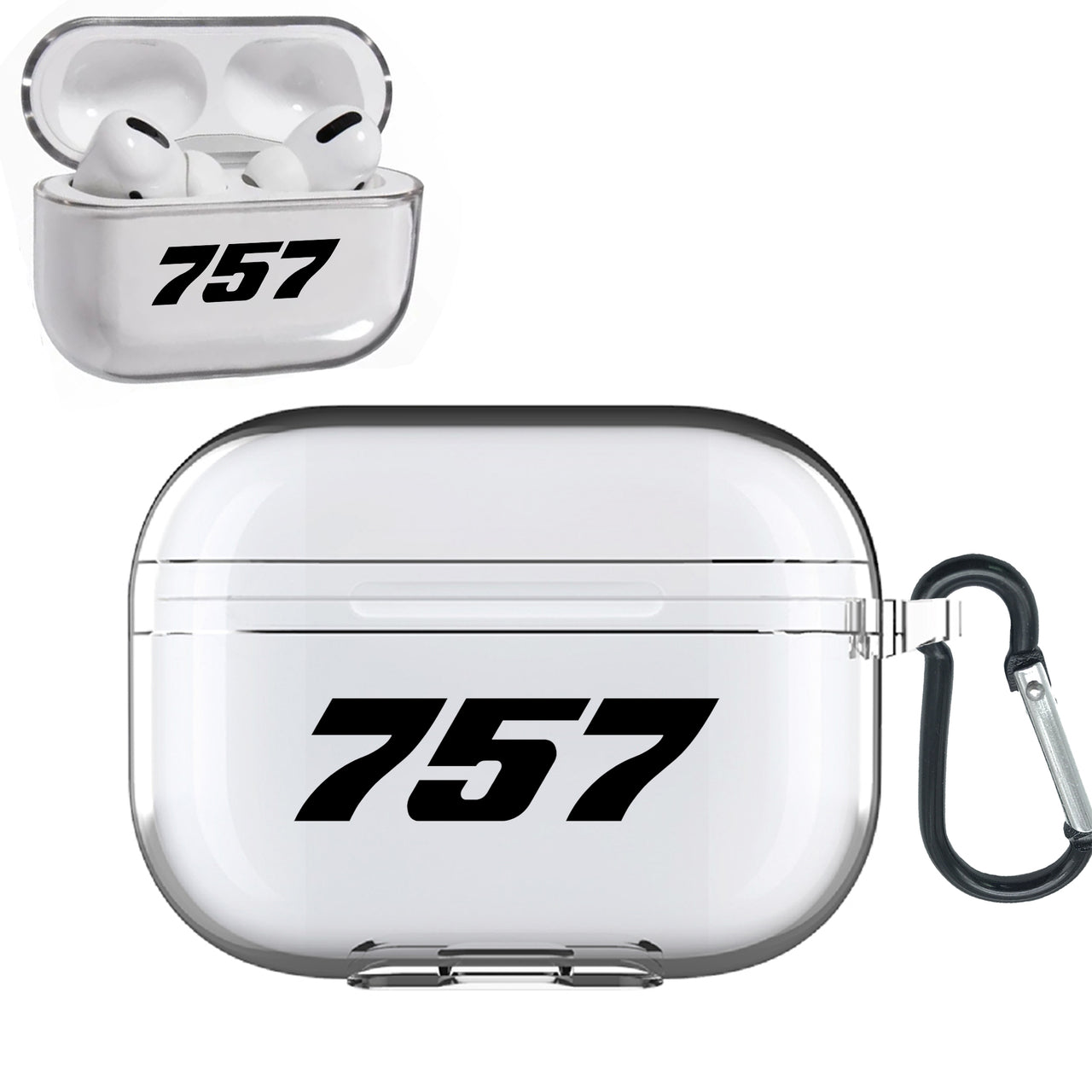 757 Flat Text Designed Transparent Earphone AirPods "Pro" Cases