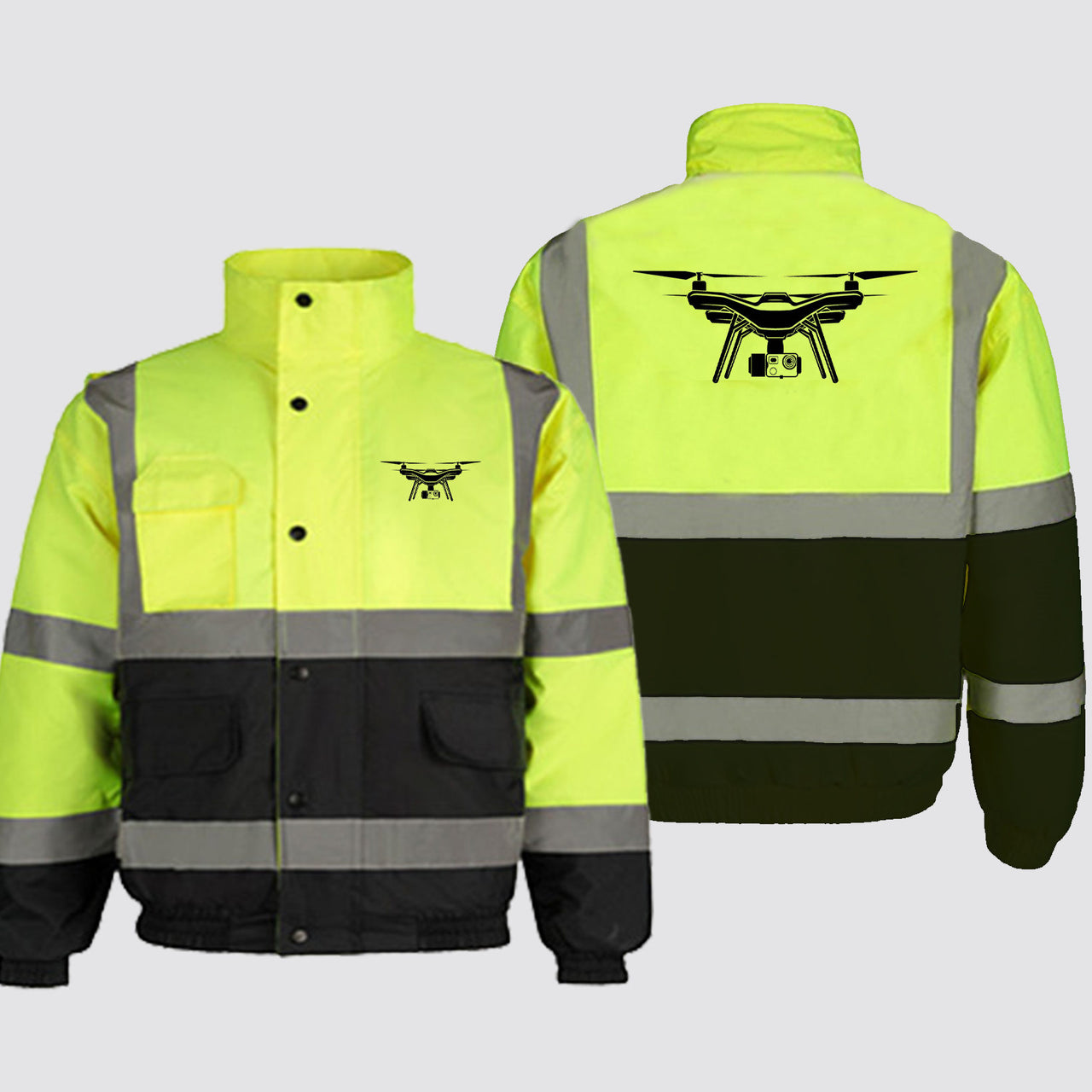 Drone Silhouette Designed Reflective Winter Jackets