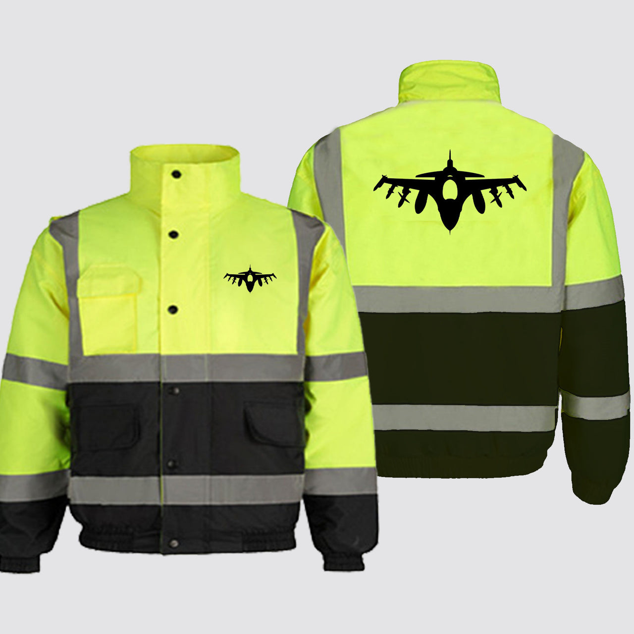 Fighter Jet 16 Silhouette Designed Reflective Winter Jackets