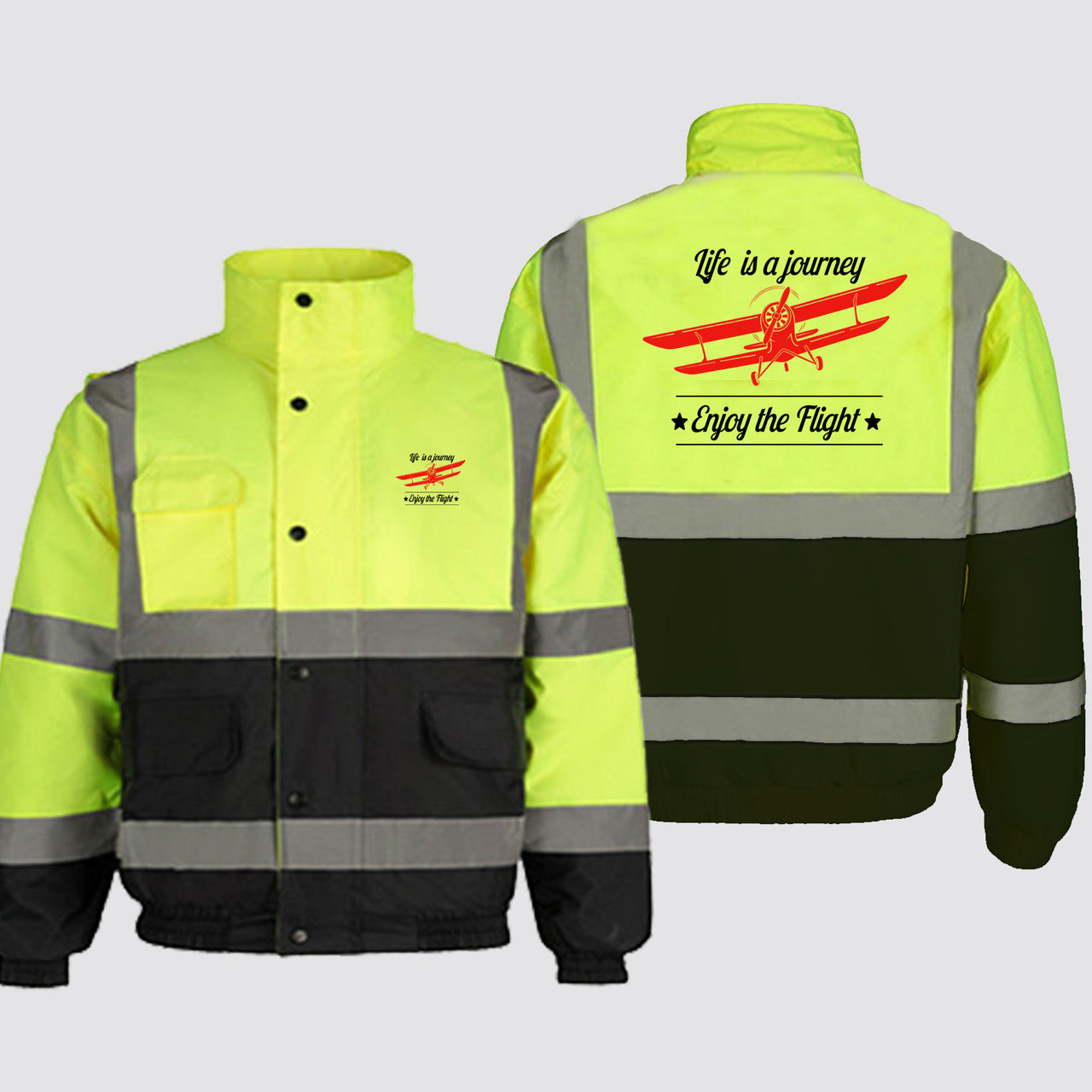 Life is a journey Enjoy the Flight Designed Reflective Winter Jackets