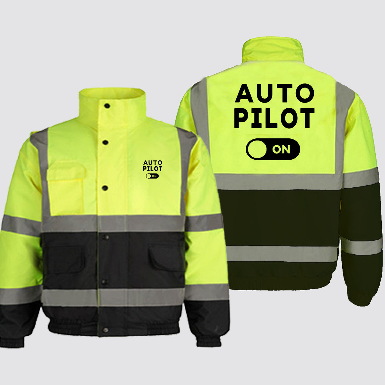 Auto Pilot ON Designed Reflective Winter Jackets