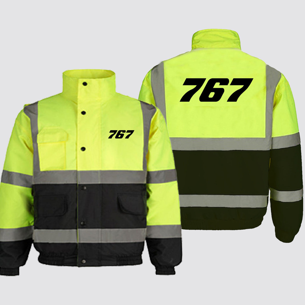 767 Flat Text Designed Reflective Winter Jackets
