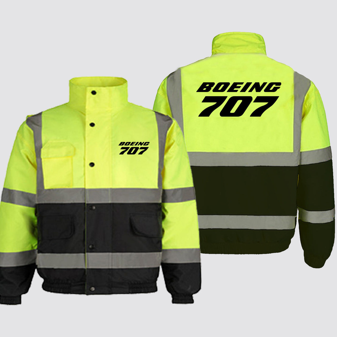 Boeing 707 & Text Designed Reflective Winter Jackets