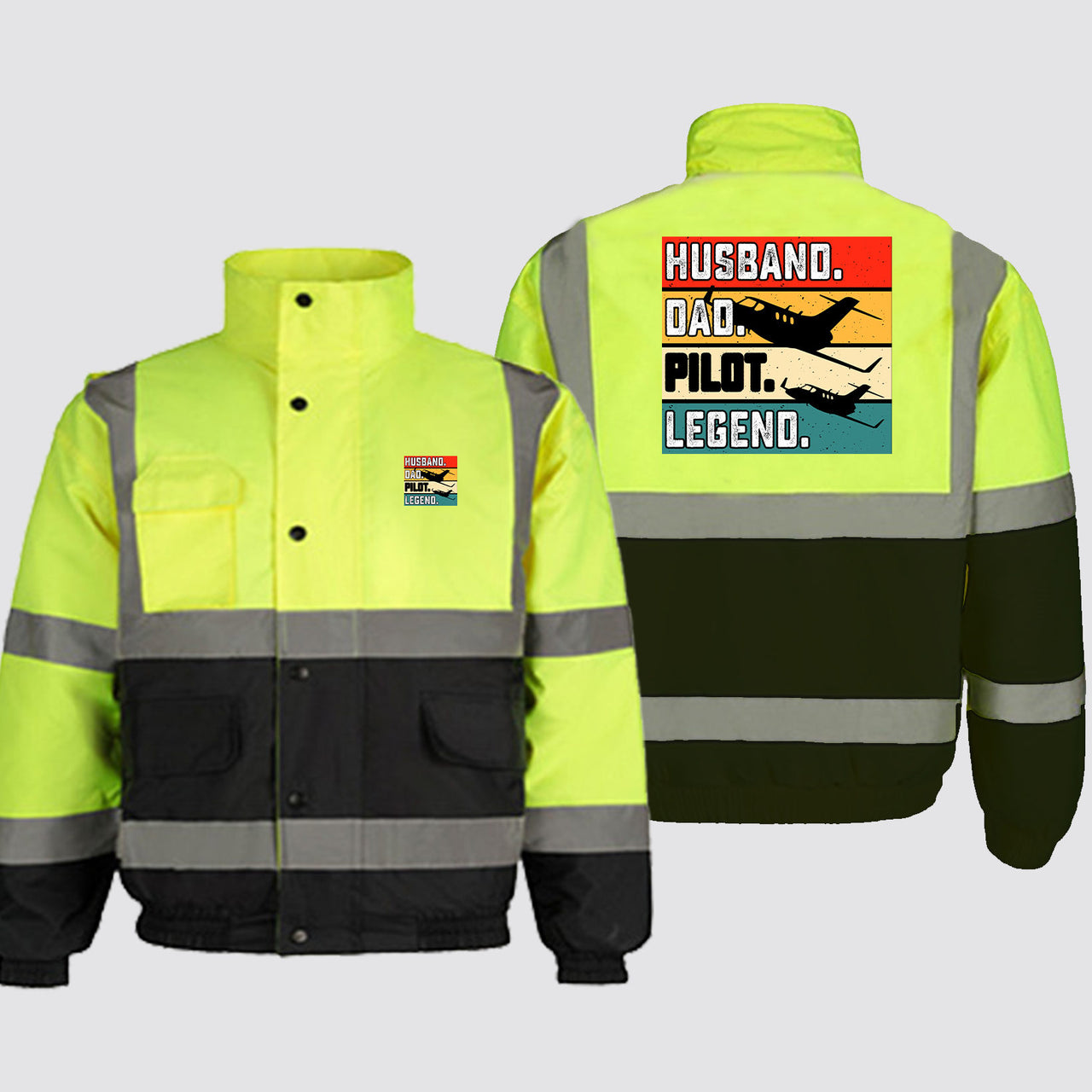 Husband & Dad & Pilot & Legend Designed Reflective Winter Jackets