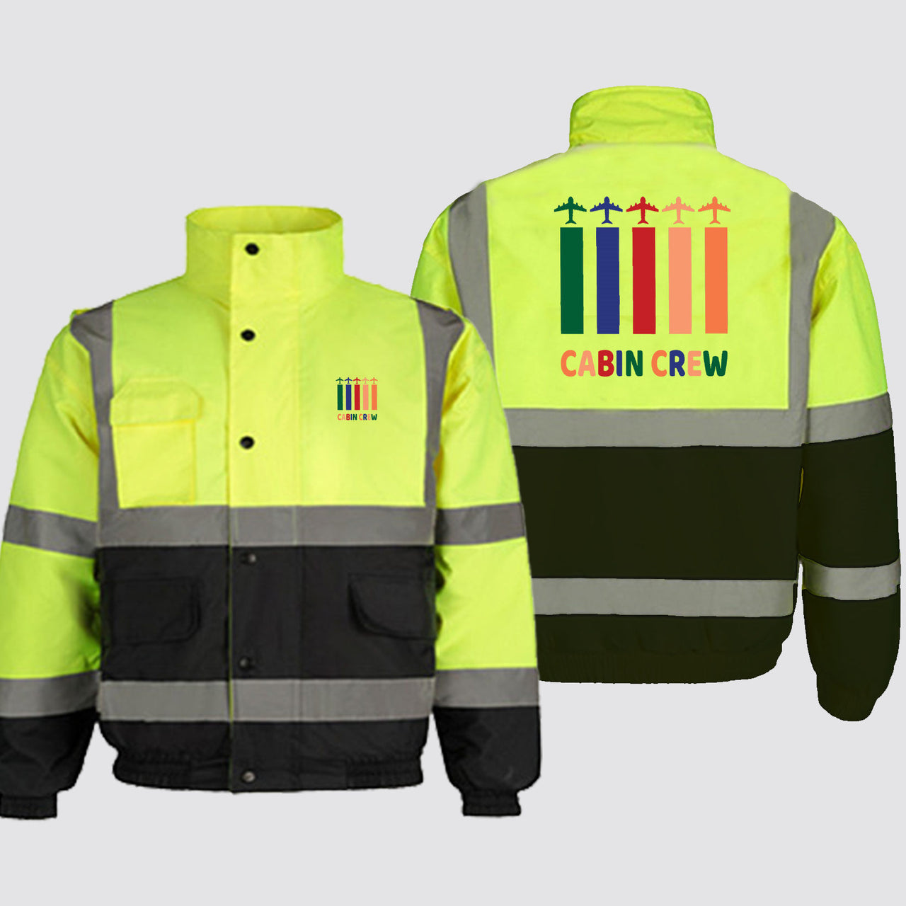 Colourful Cabin Crew Designed Reflective Winter Jackets