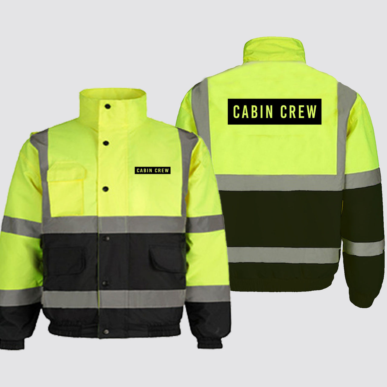 Cabin Crew Text Designed Reflective Winter Jackets