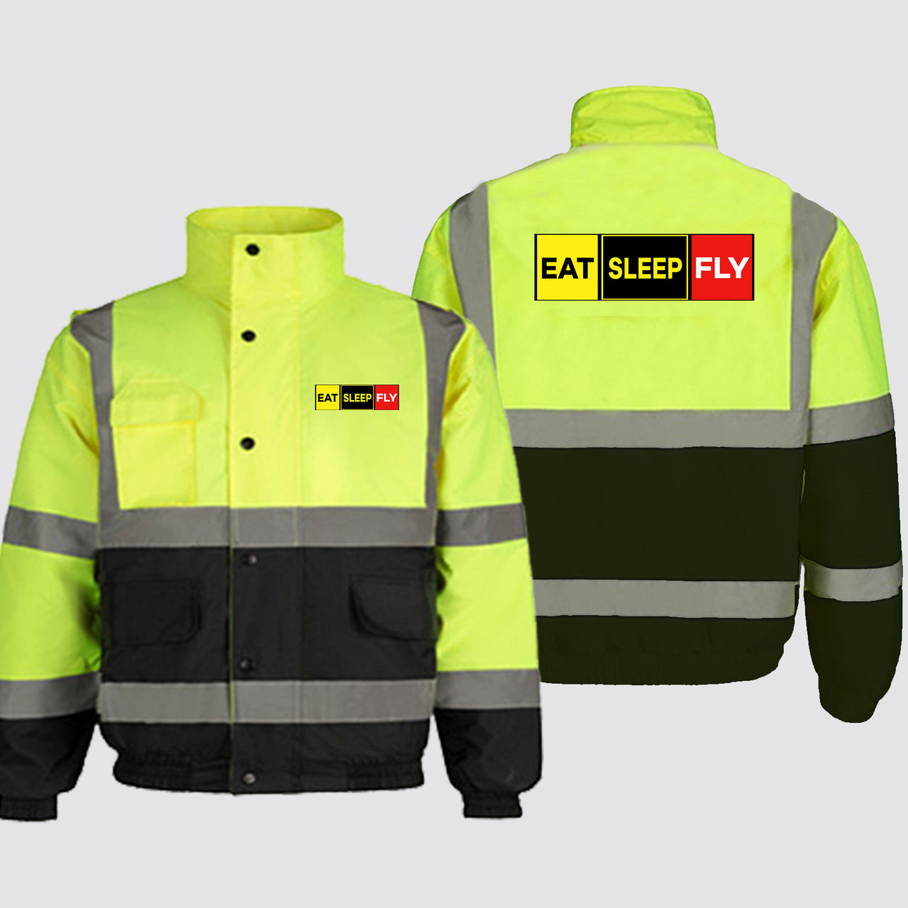 Eat Sleep Fly (Colourful) Designed Reflective Winter Jackets
