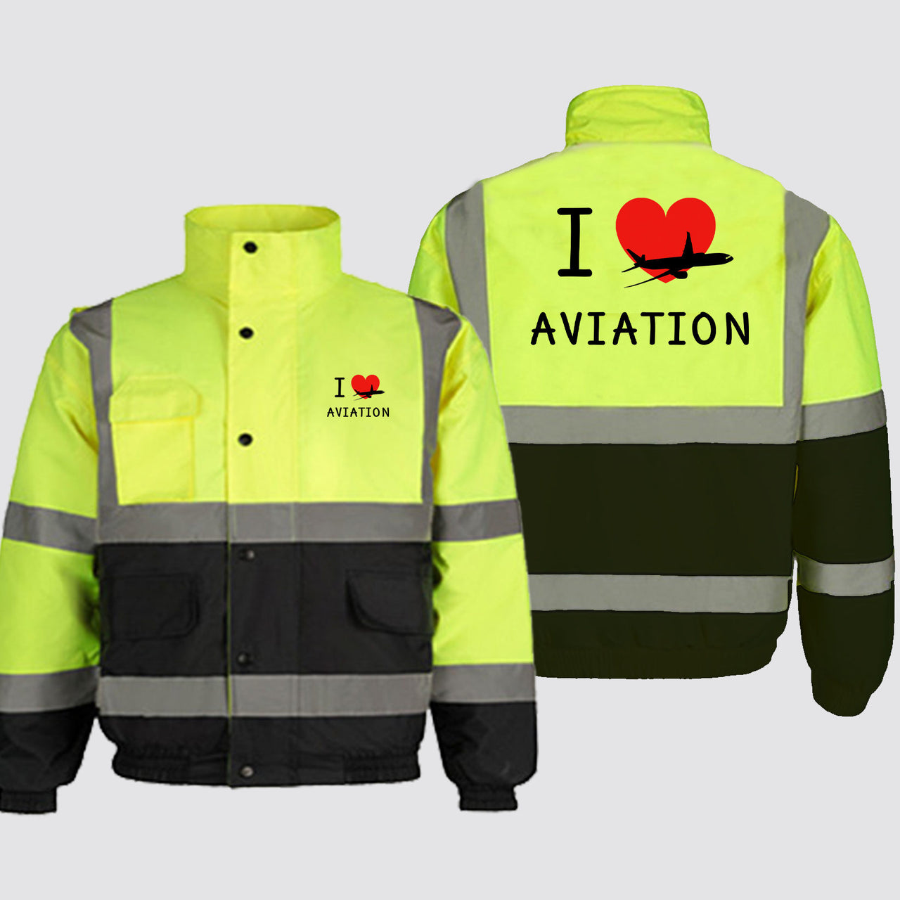 I Love Aviation Designed Reflective Winter Jackets