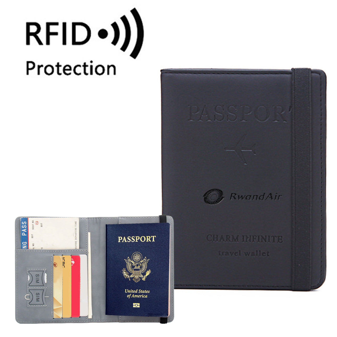 RwandAir Airlines Designed Passport Cover Travel Wallet Passport Holder