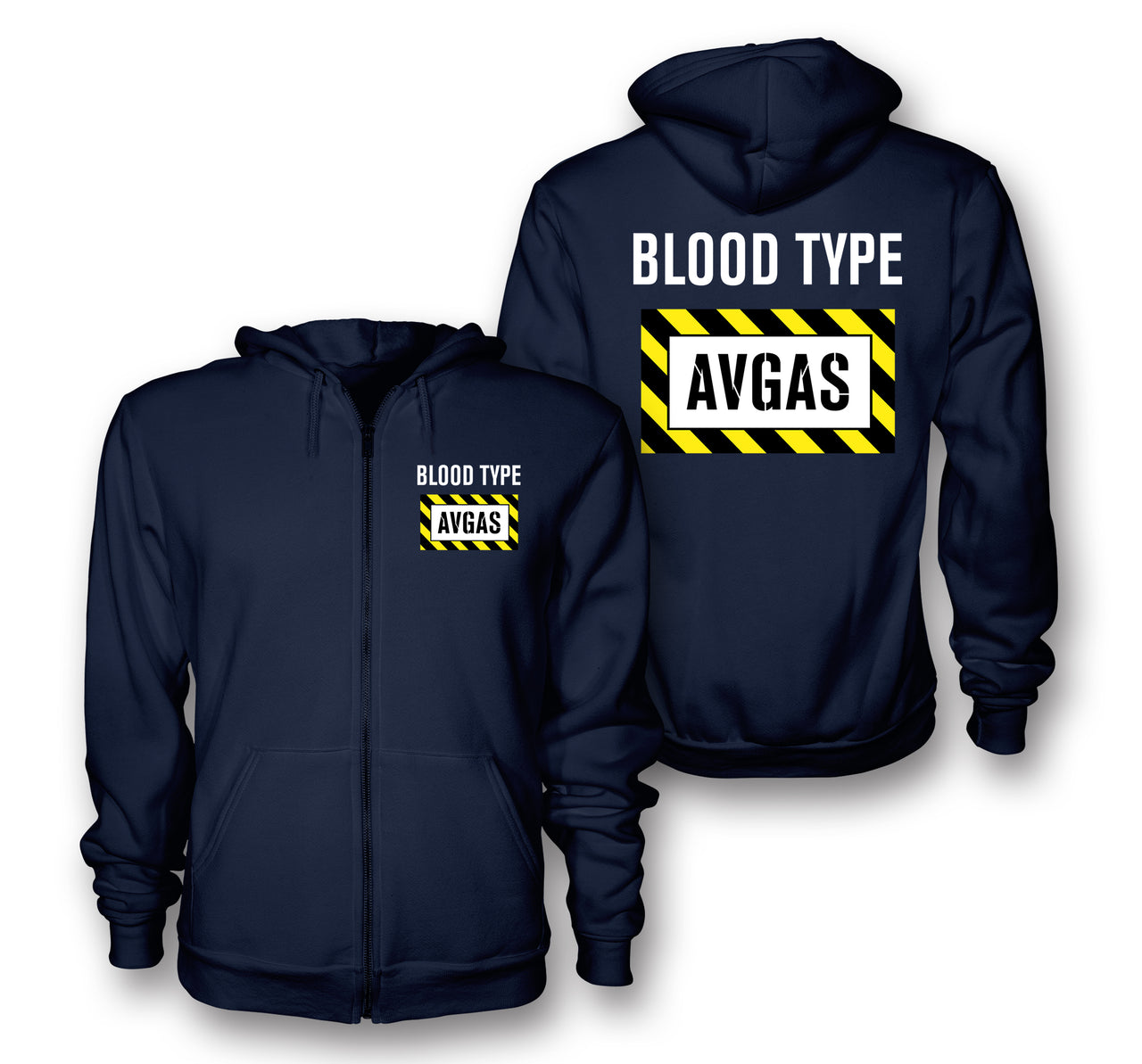 Blood Type AVGAS Designed Zipped Hoodies