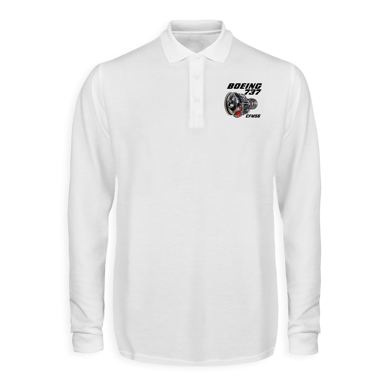 Boeing 737 Engine & CFM56 Designed Long Sleeve Polo T-Shirts