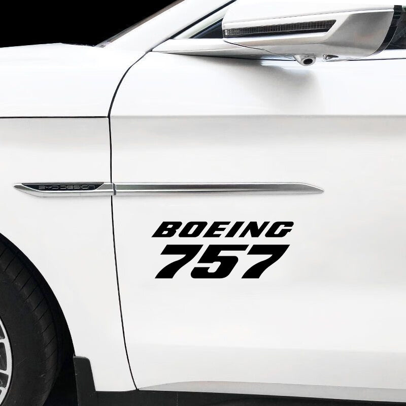 Boeing 757 & Text Designed Car Sticker