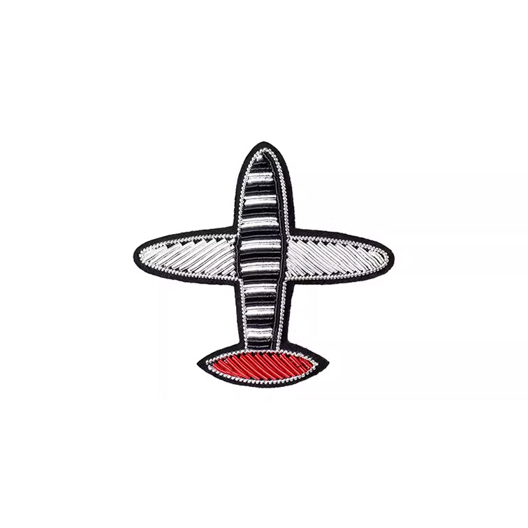 Colourful Airplanes Shaped Black Embroidery Brooches