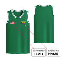 Thumbnail for Custom Flag & Name with Special Badge Designed Basketball Style Sports Tank Tops