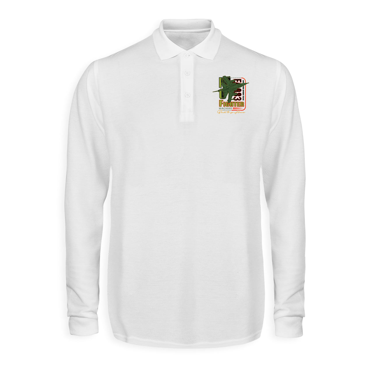 Fighter Machine Designed Long Sleeve Polo T-Shirts