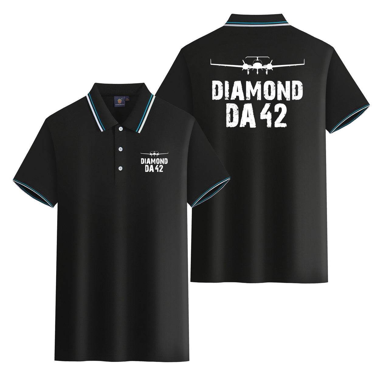 Diamond DA42 & Plane Designed Stylish Polo T-Shirts (Double-Side)