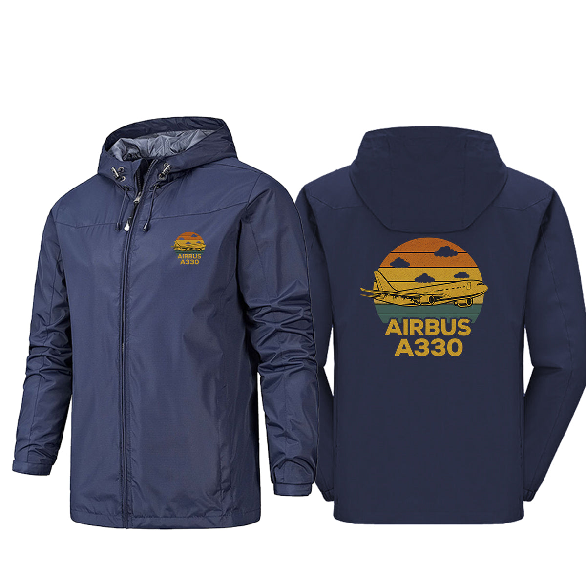 Retro Airbus A330 Designed Rain Jackets & Windbreakers