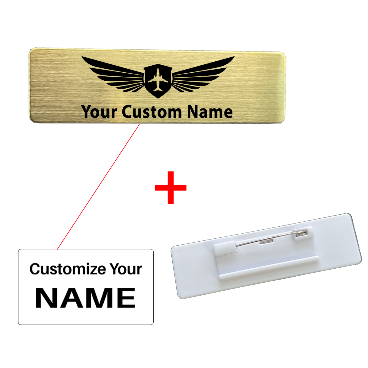 Your Custom Design Text Design 70*20MM Brooch Pin Badges