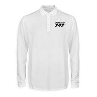 Thumbnail for Boeing 747 & Text Designed Long Sleeve Polo T-Shirts