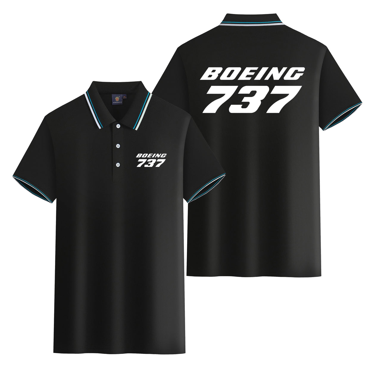 Boeing 737 & Text Designed Stylish Polo T-Shirts (Double-Side)