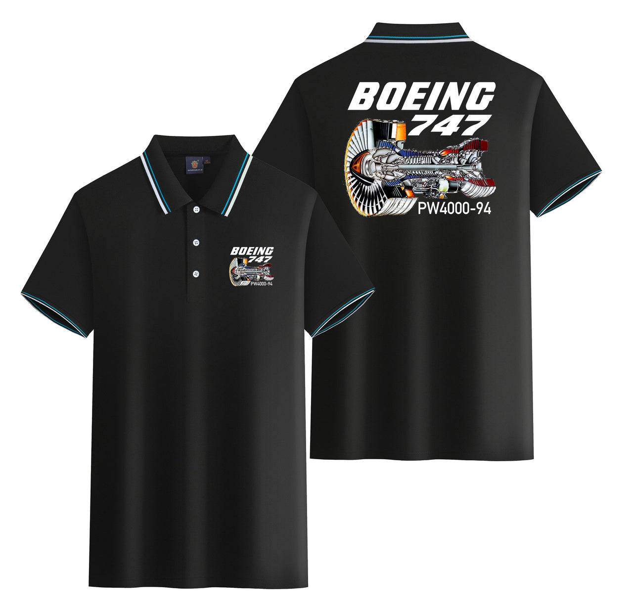 Boeing 747 & PW4000-94 Engine Designed Stylish Polo T-Shirts (Double-Side)