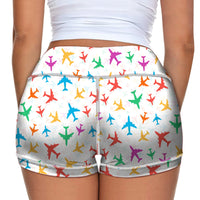 Thumbnail for Cheerful Seamless Airplanes Designed Women Yoga Shorts Pants