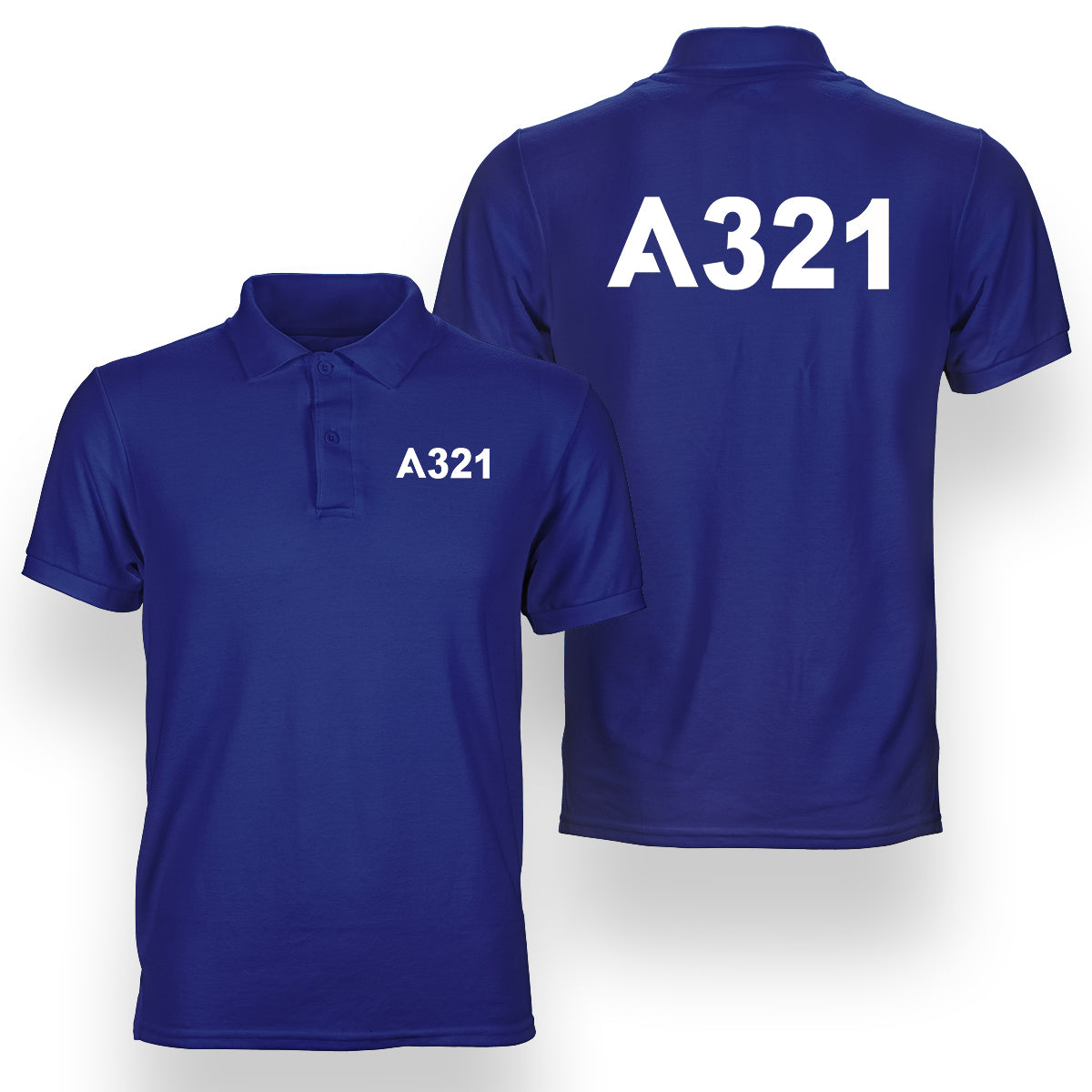 A321 Flat Text Designed Double Side Polo T-Shirts