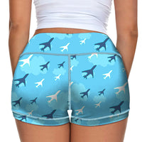 Thumbnail for Cool & Super Airplanes 2 Designed Women Yoga Shorts Pants