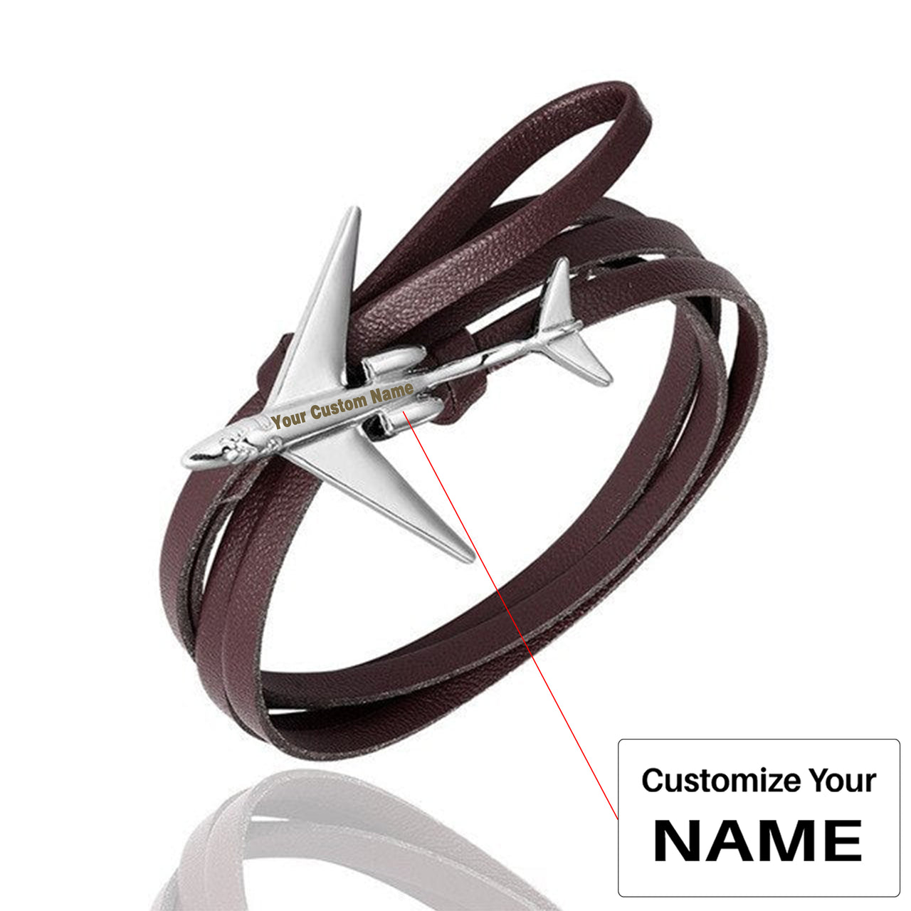 (Edition 3) - Special Leather Rope Designed Airplane Bracelets Silver  (Adjustable)