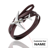 Thumbnail for (Edition 3) - Special Leather Rope Designed Airplane Bracelets Silver  (Adjustable)
