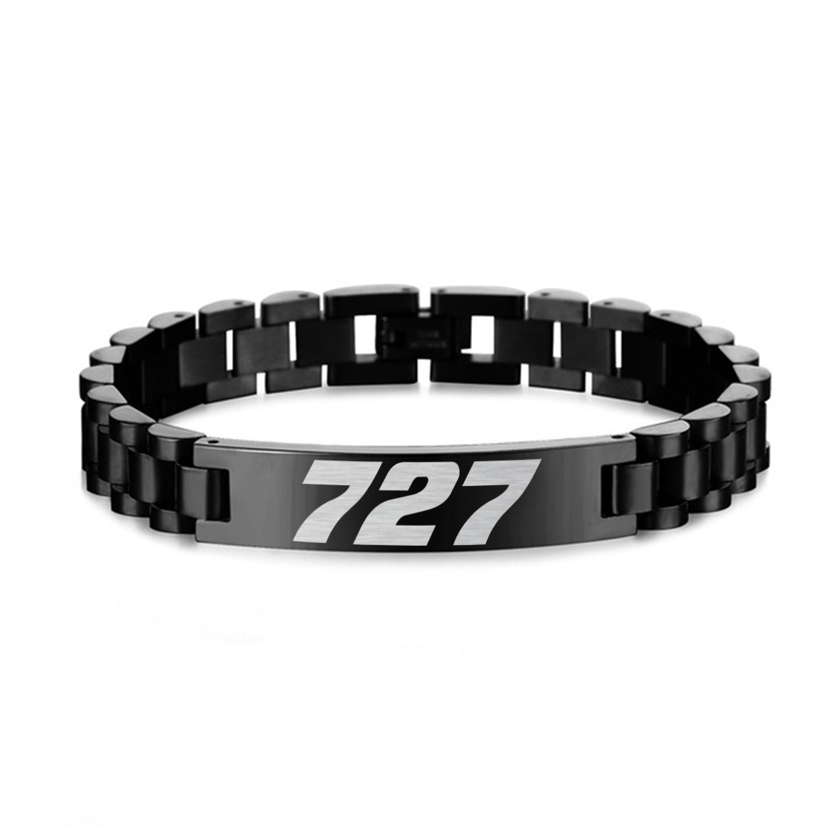 727 Flat Text Designed Stainless Steel Chain Bracelets