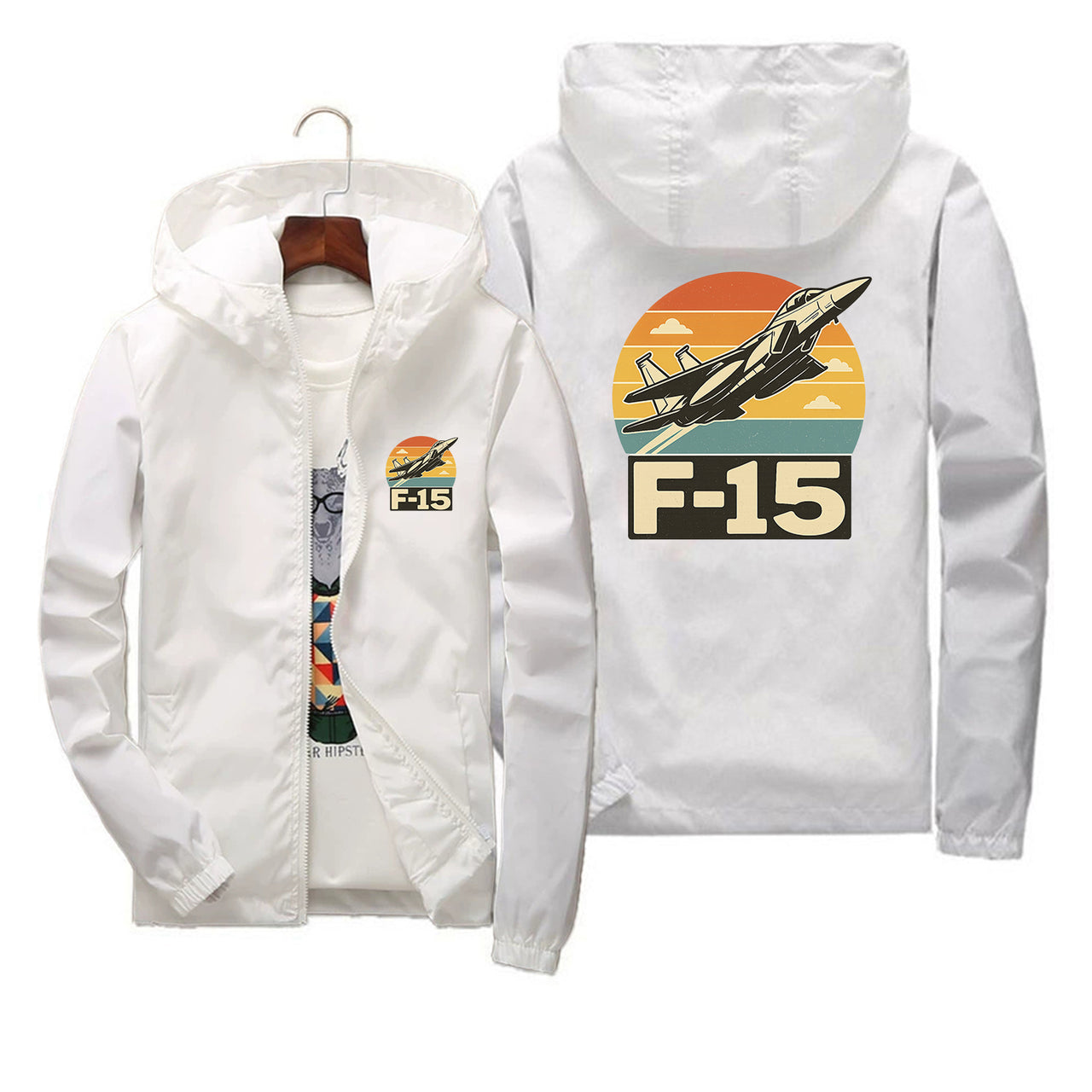 Retro Fighter Jet F15 Designed Thin Windbreaker Jackets
