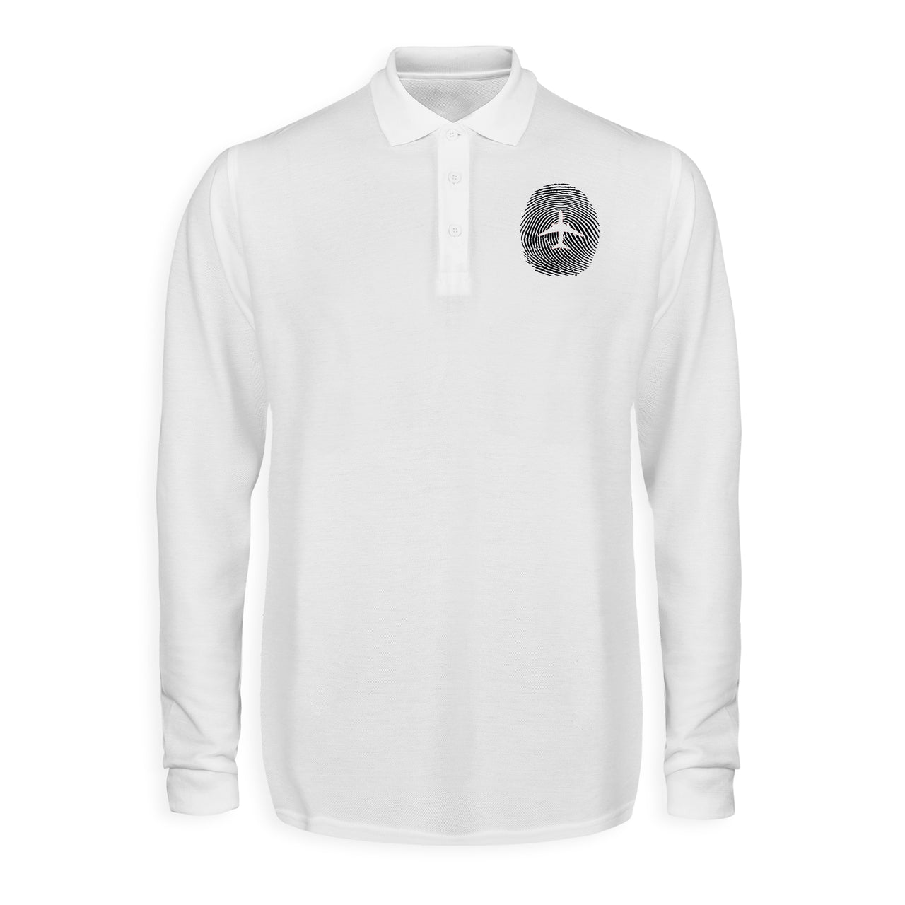 Aviation Finger Print Designed Long Sleeve Polo T-Shirts