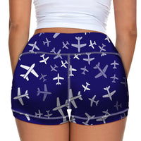 Thumbnail for Different Sizes Seamless Airplanes Designed Women Yoga Shorts Pants