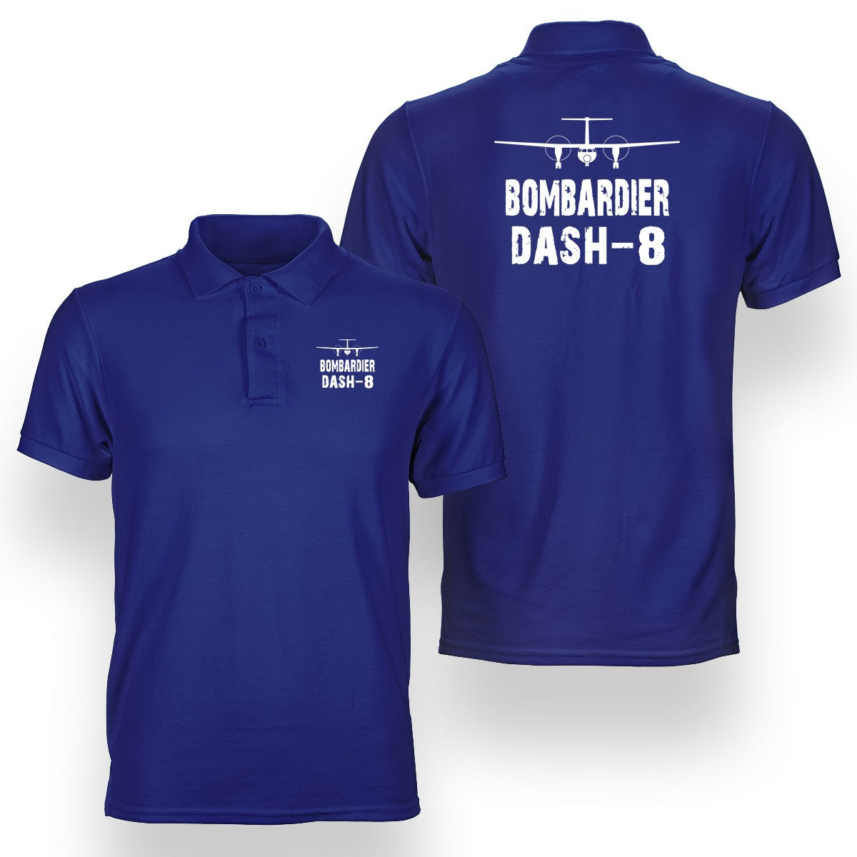 Bombardier Dash-8 & Plane Designed Double Side Polo T-Shirts