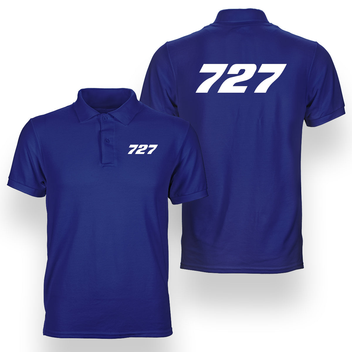 727 Flat Text Designed Double Side Polo T-Shirts