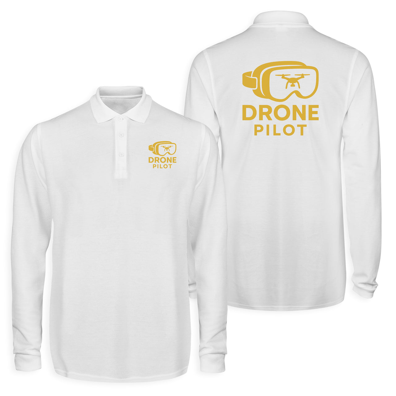Googles & Drone Pilot Designed Long Sleeve Polo T-Shirts (Double-Side)