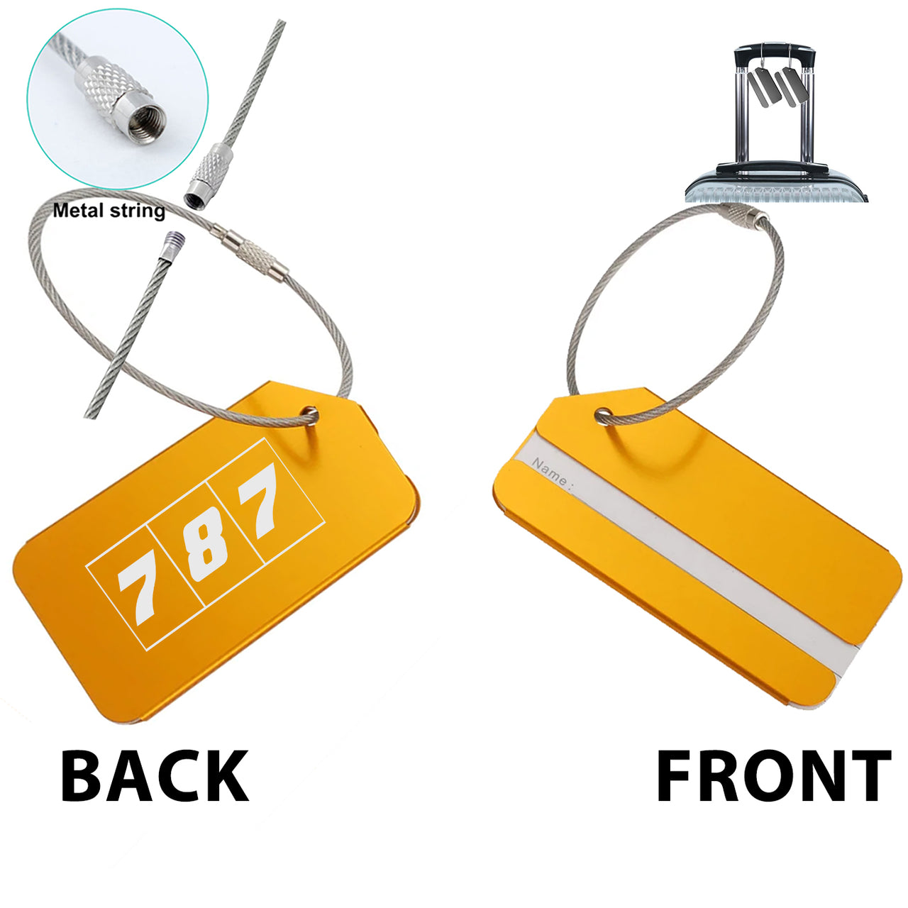 Flat Colourful 787 Designed Fashion Metal Luggage Tags